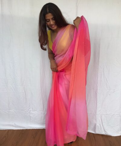 Multi Color Chiffon Saree with Badla work