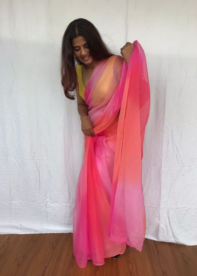 Multi Color Chiffon Saree with Badla work