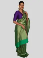 Green Banarasi Silk Saree with Jacquard Antique Zari Weaves - Image 5
