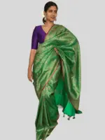 Green Banarasi Silk Saree with Jacquard Antique Zari Weaves