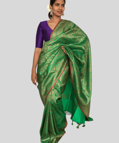 Green Banarasi Silk Saree with Jacquard Antique Zari Weaves