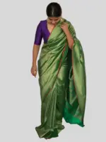 Green Banarasi Silk Saree with Jacquard Antique Zari Weaves - Image 4
