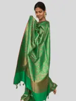 Green Banarasi Silk Saree with Jacquard Antique Zari Weaves - Image 2