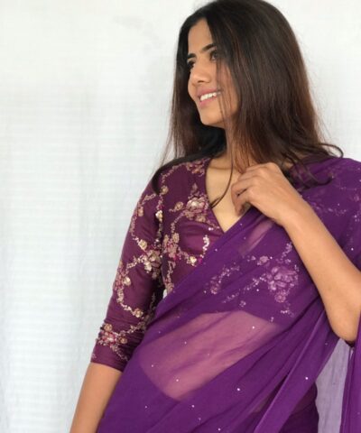 Purple Sequin Embroidered Blouse
