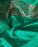 Green Banarasi Silk Saree with Jacquard Antique Zari Weaves - Image 6