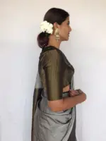 Black Banarasi Silk Blouse - Image 3