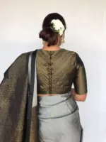 Black Banarasi Silk Blouse - Image 4