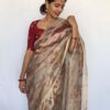 Grey Tissue Organza Saree