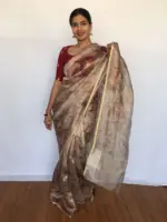 Grey Tissue Organza Saree - Image 6