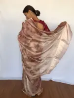 Dusty Pink Tissue Organza Saree - Image 2