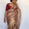 Dusty Pink Tissue Organza Saree