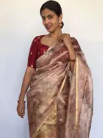 Maroon Embroidered Chinnon Silk Blouse