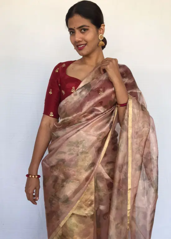 Maroon Embroidered Chinnon Silk Blouse