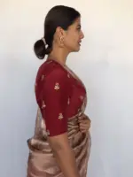 Maroon Embroidered Chinnon Silk Blouse - Image 3