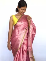 Onion Pink Kora Silk Saree