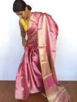 Onion Pink Kora Silk Saree - Image 3