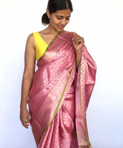 Onion Pink Kora Silk Saree