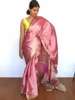 Onion Pink Kora Silk Saree - Image 2