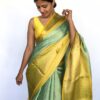 Sea Green Kora Silk Saree