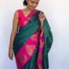 Emerald Green Kora Silk Saree