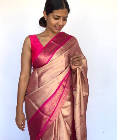 Onion Pink Kora Silk Saree