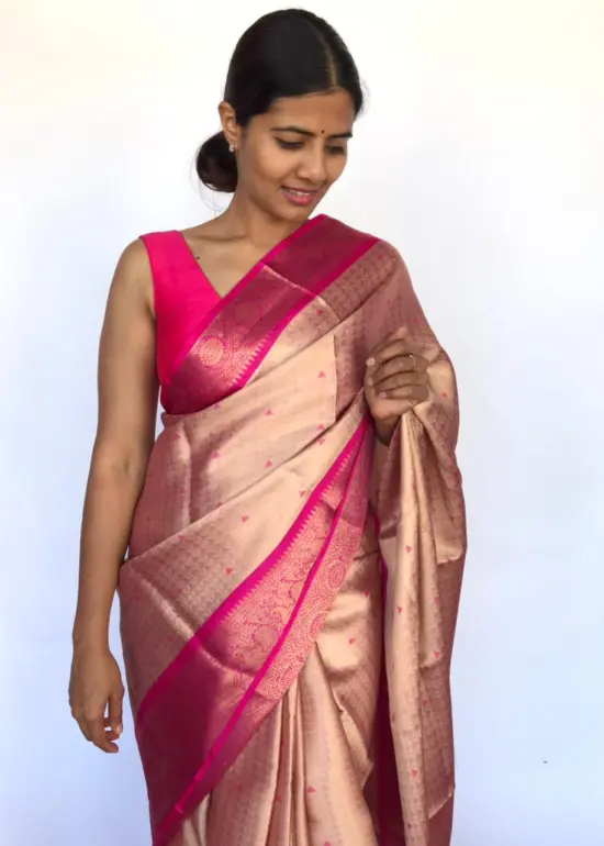 Onion Pink Kora Silk Saree