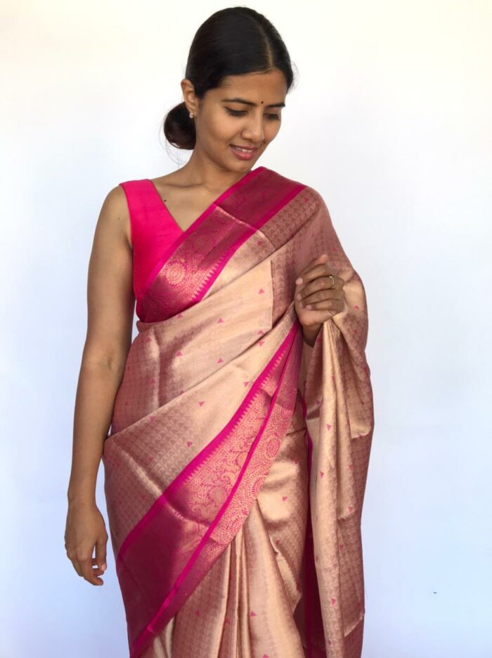 Onion Pink Kora Silk Saree