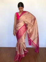Onion Pink Kora Silk Saree - Image 2