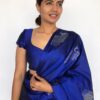 Pure Royal Blue Kanjivaram Silk Saree Handwoven with Peacock Motifs