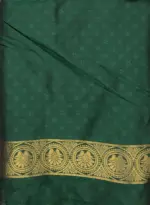 Bottle Green Banarasi Silk Saree adorned with Floral Weaves - Image 7