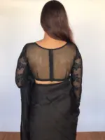 Embroidered Black Organza Blouse - Image 4