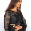 Embroidered Black Organza Blouse