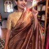 Metallic Brown Organza Silk Saree with Resham Silk Zari Weaves