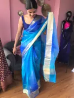 Pure Dark Blue Kota Silk Saree - Image 5