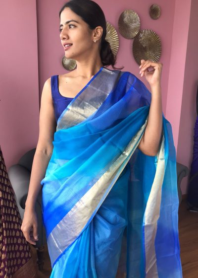 Pure Dark Blue Kota Silk Saree