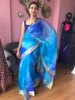 Pure Dark Blue Kota Silk Saree - Image 3