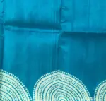 Ocean Blue Hand Painted Pure Silk Saree - Image 7