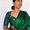 Bottle Green Embroidered Chinnon Silk Blouse