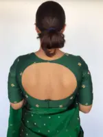 Bottle Green Embroidered Chinnon Silk Blouse - Image 2