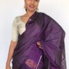 Purple Kanjivaram Saree with Silver Zari Checks