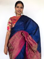 Royal Blue Kanjivaram Saree with Gold Zari