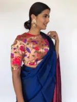 Gold Banarasi Silk Paithani Blouse - Image 3