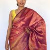 Red Banarasi Silk Saree with Purple tone adorned with Peacock Motifs