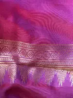 Red Banarasi Silk Saree with Purple tone adorned with Peacock Motifs - Image 6