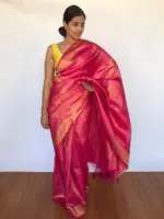 Pink Banarasi Silk Saree with Gold Zari Motifs - Image 4