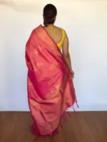 Pink Banarasi Silk Saree with Gold Zari Motifs - Image 2