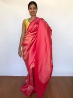 Rose Pink Banarasi Saree with Gold Zari Weaves - Image 5