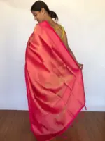 Rose Pink Banarasi Saree with Gold Zari Weaves - Image 2