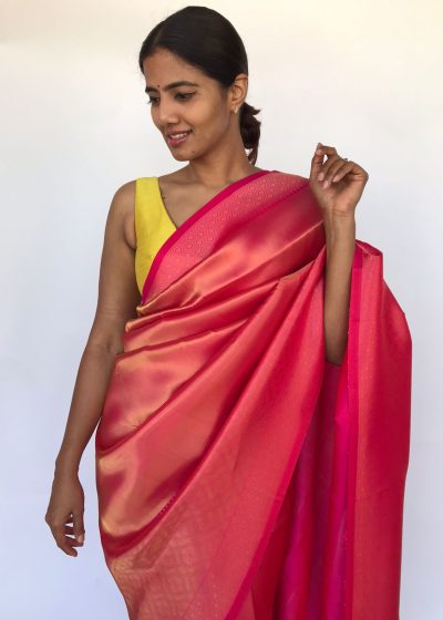 Rose Pink Banarasi Saree with Gold Zari Weaves