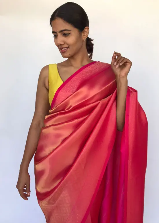 Rose Pink Banarasi Saree with Gold Zari Weaves